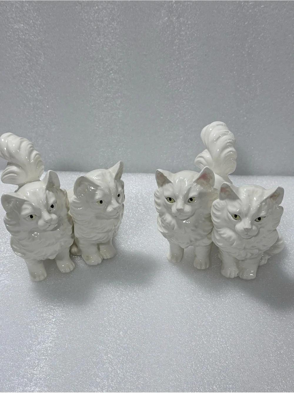 Two Vintage White Persian Cat Ceramic Figurines